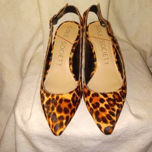 Leopard Single Strap 3.5 inch Chunky Heel Sole Society So Trudie 8M